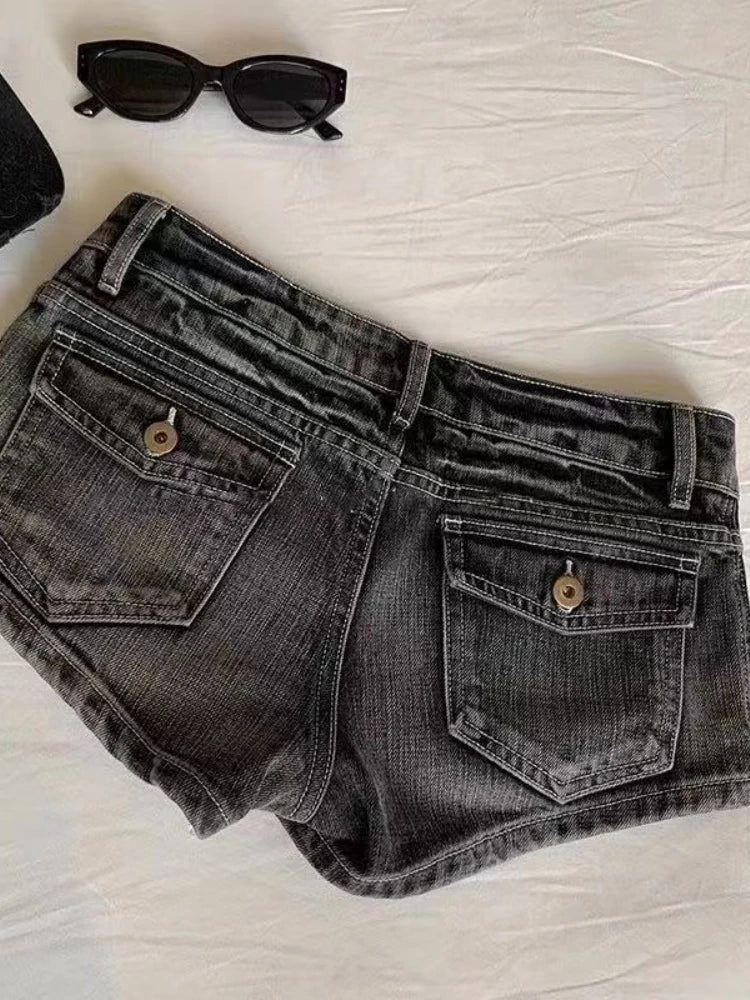 Vintage Black Denim Shorts