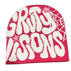 Gray GRVTY beanie by My Store featuring a snug knit design and branded logo patch on the front.