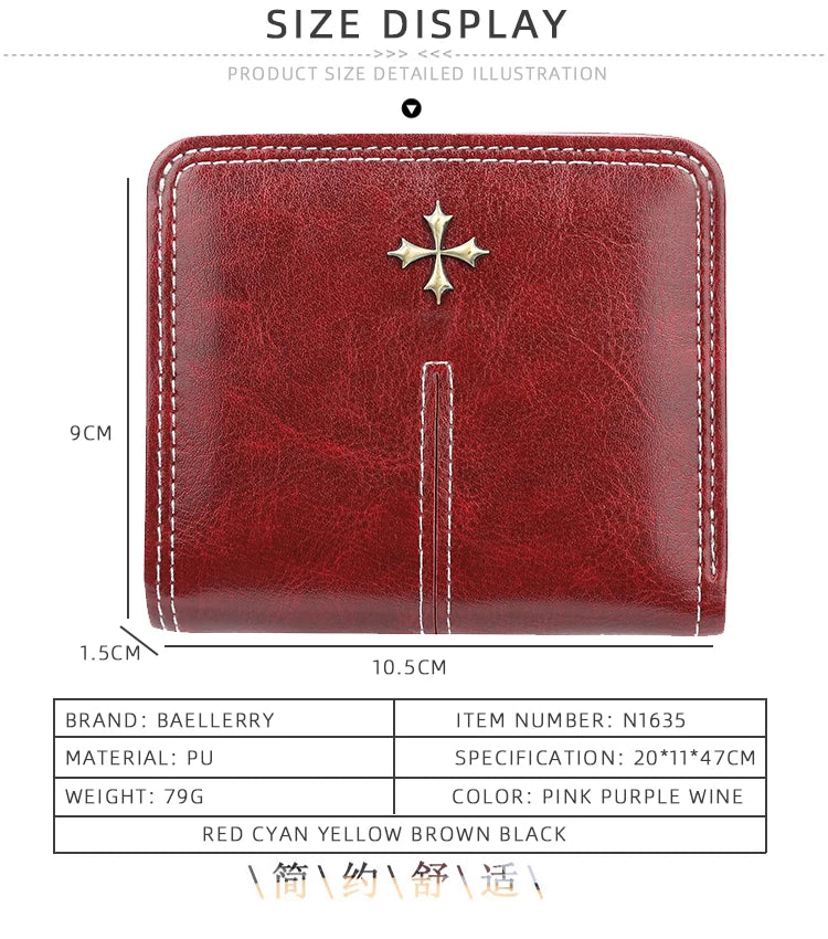 Black PU leather wallet with multiple card slots and a sleek design, perfect for organizing cash and cards.