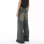 Casual denim pants from My Store featuring classic five-pocket design and relaxed fit in dark blue denim.