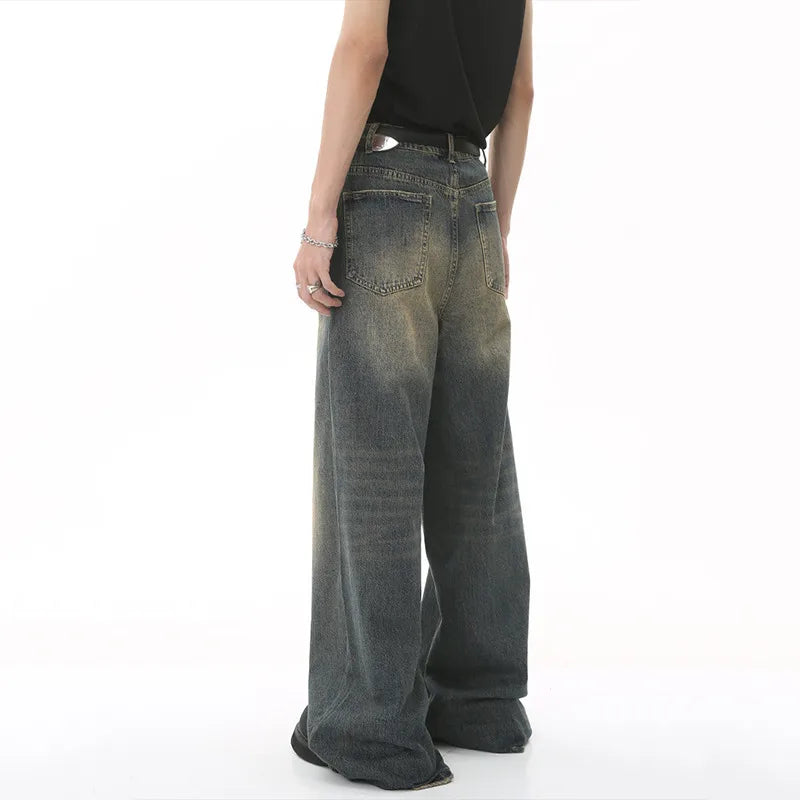 Casual denim pants from My Store featuring classic five-pocket design and relaxed fit in dark blue denim.