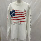 NOIZSY USA long sleeve shirt, navy blue with white stars, classic fit, long sleeve design, casual style for everyday wear.