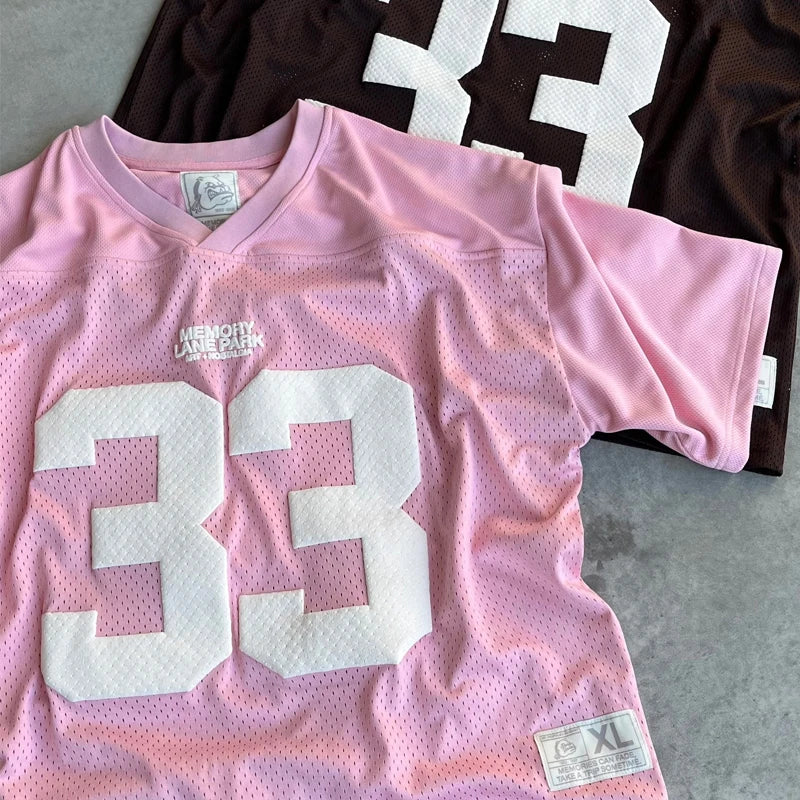 My Store 33 Jerseys collection featuring various colorful sports jerseys displayed on hangers.