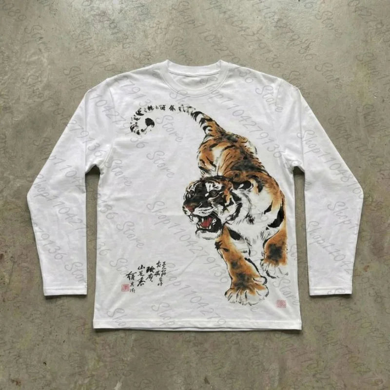 Tiger long sleeve shirt by My Store, featuring a bold tiger print design on soft fabric.