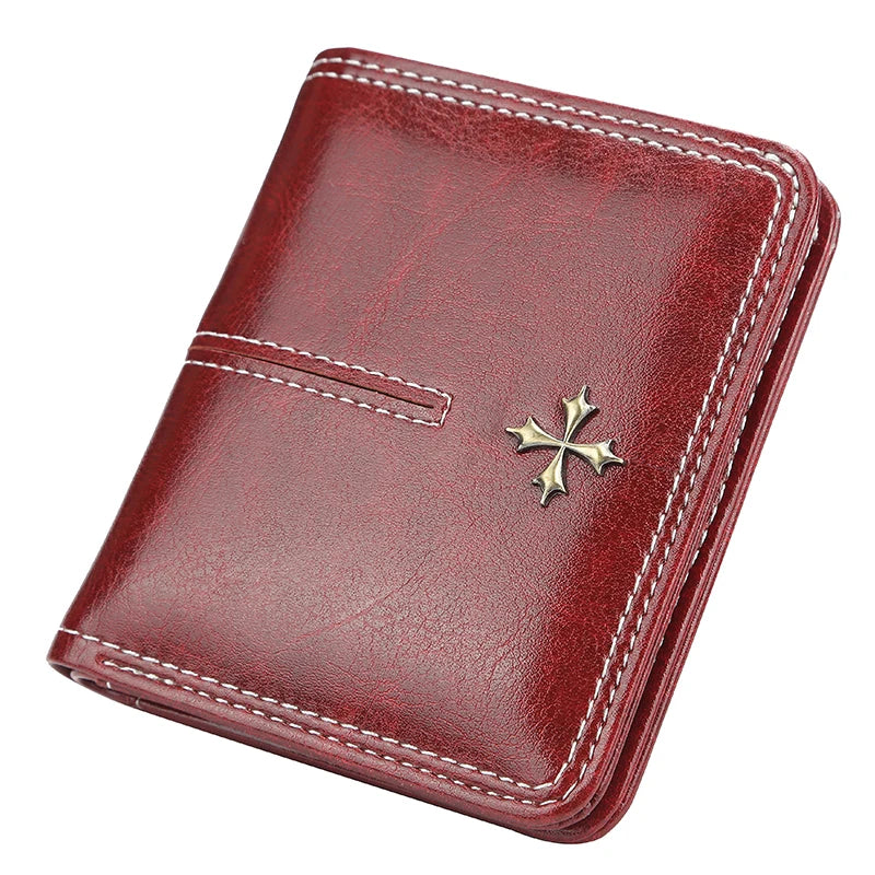 Black PU leather wallet with multiple card slots and a sleek design from My Store