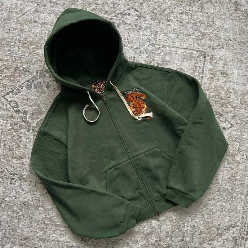 Tiger Double Zipper Hoodie