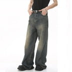 Casual denim pants by My Store, featuring classic blue jeans with a relaxed fit and five-pocket design, shown on a model.
