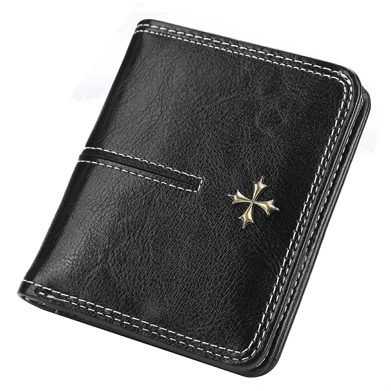 Black PU leather wallet with multiple card slots and a sleek design, from My Store.