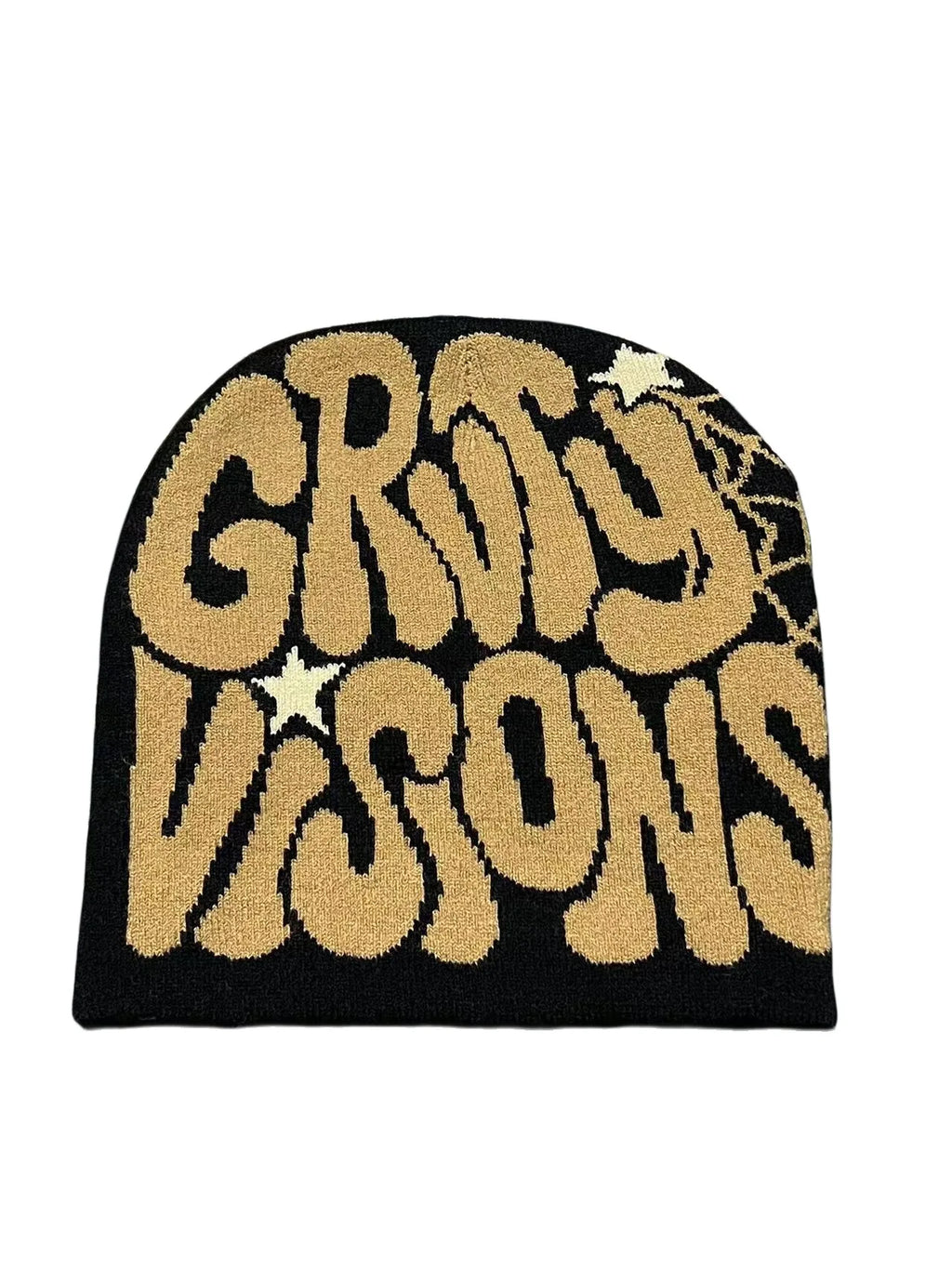 Gray GRVTY Beanie by My Store, soft knit winter hat with ribbed cuff, shown in close-up with a cozy texture.