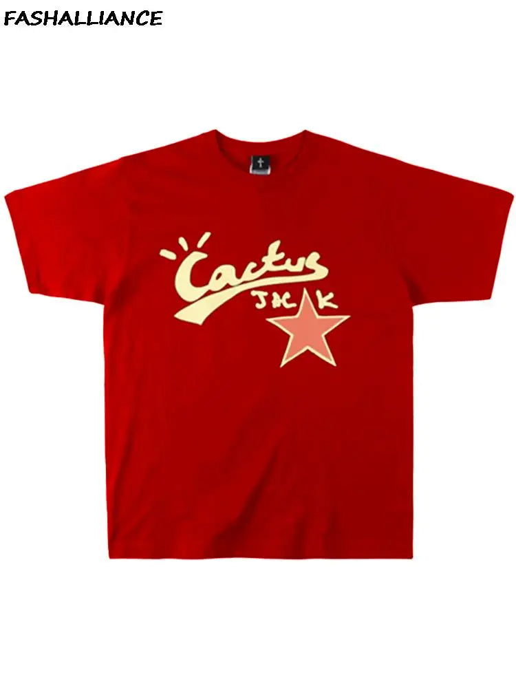 Cactus Jack T-shirt featuring a graphic design, black fabric, and casual fit, ideal for streetwear style.
