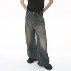 Pair of casual denim pants from My Store featuring classic blue jeans with a relaxed fit and five-pocket design.