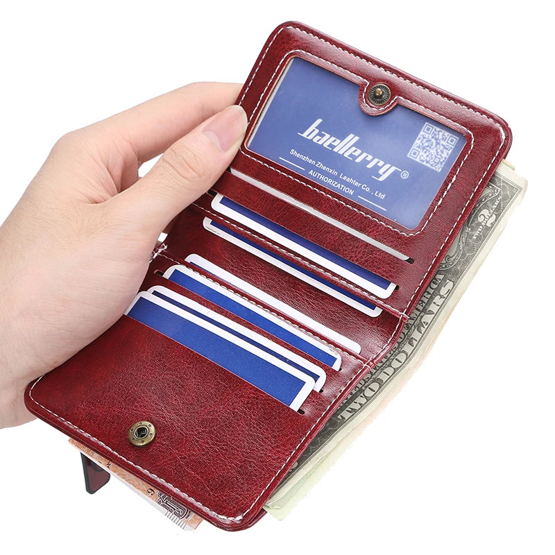 Black PU leather wallet from My Store with multiple card slots and a sleek, slim design.