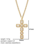 Elegant silver cross necklace with a sleek design, featuring a delicate chain and detailed cross pendant.
