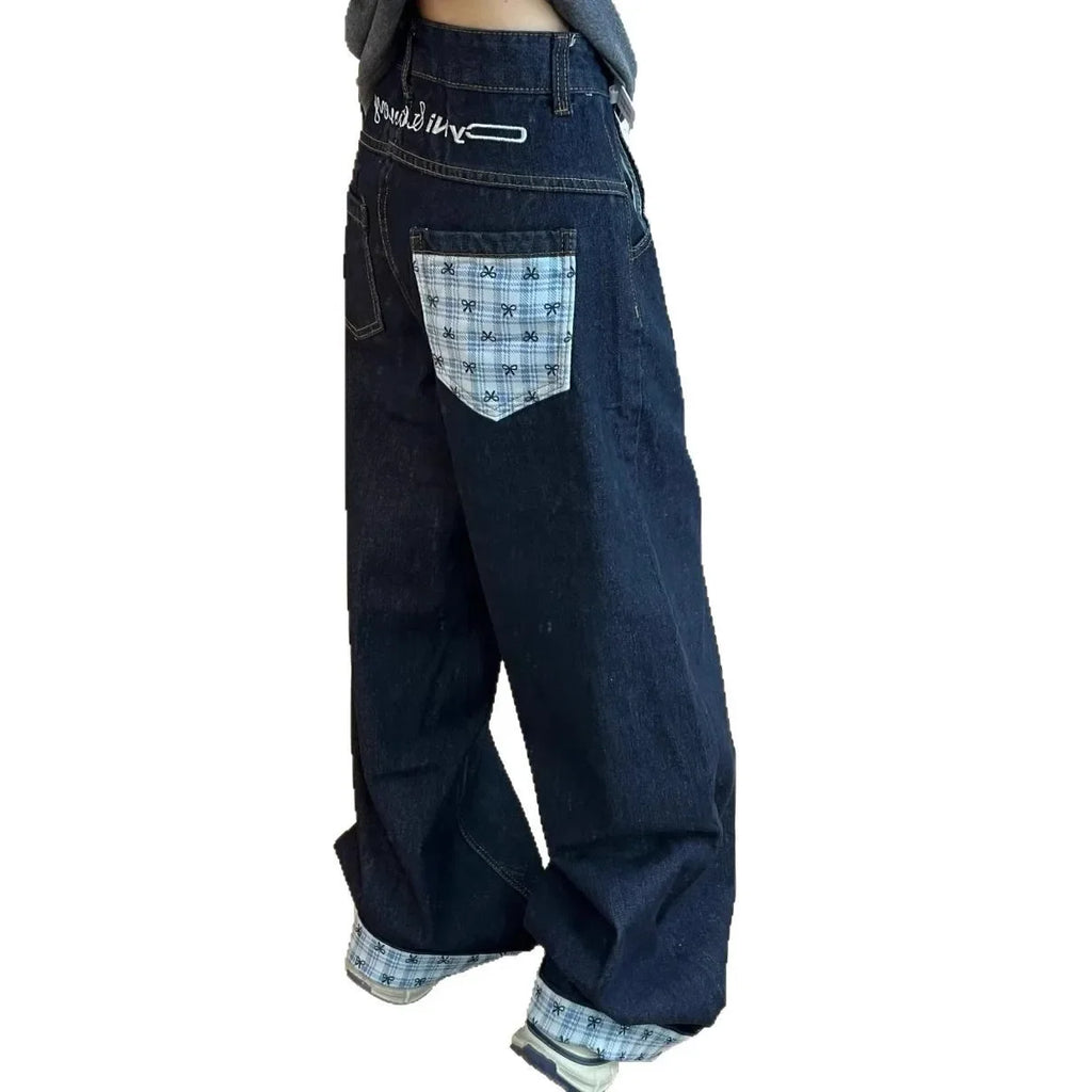 Drapey wide denim jeans from My Store, showcasing relaxed fit and stylish draped fabric in classic blue denim.