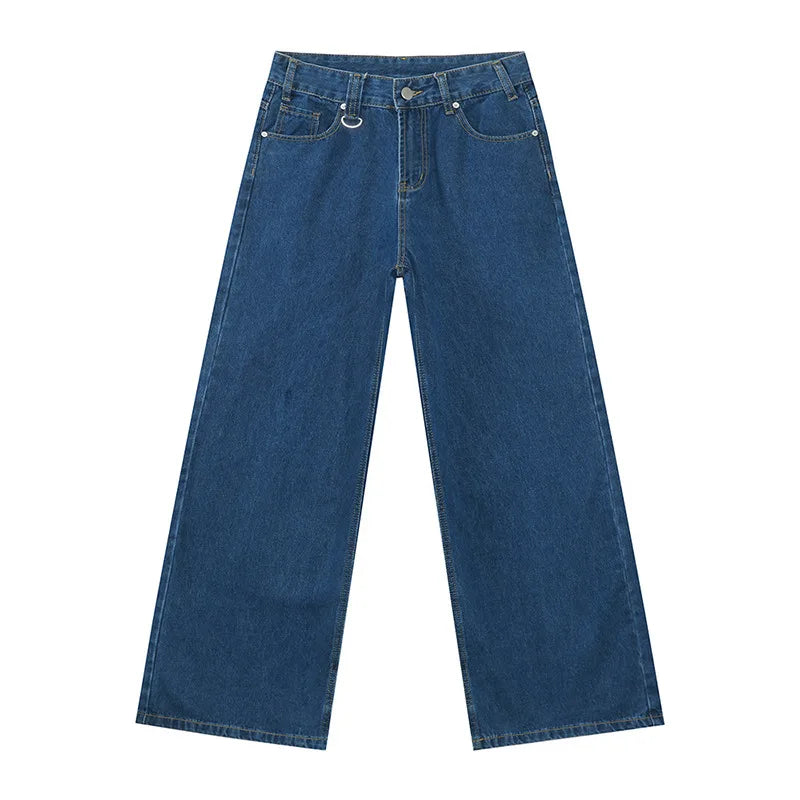 Casual denim pants from My Store with classic fit, blue wash, and five-pocket design, displayed on a neutral background.