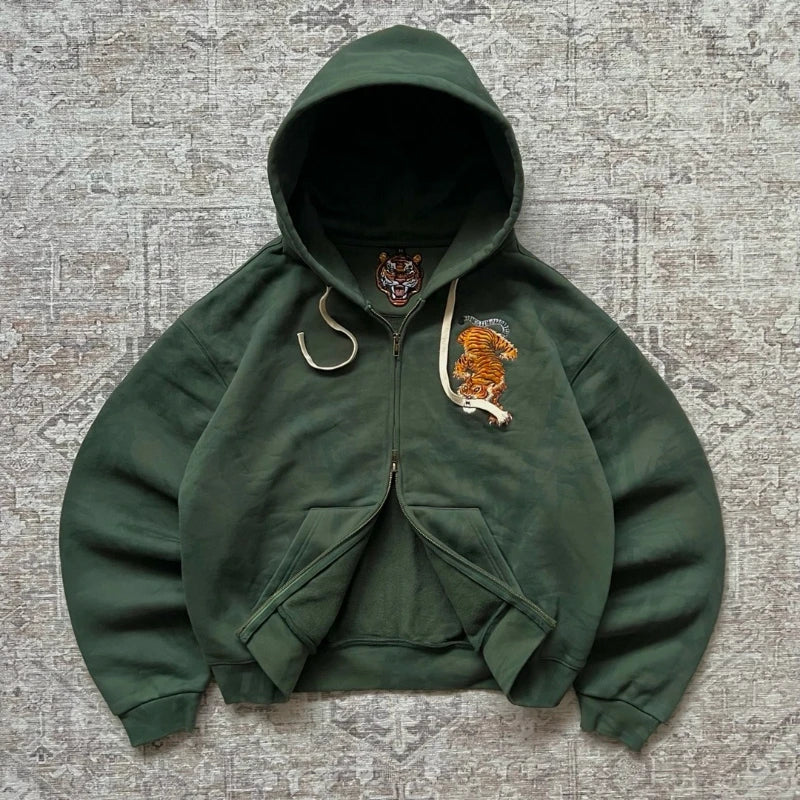 Tiger Double Zipper Hoodie