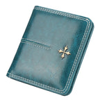 My Store PU leather wallet with multiple card slots and a sleek design, shown in a close-up view.