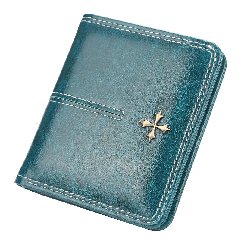 My Store PU leather wallet with multiple card slots and a sleek design, shown in a close-up view.