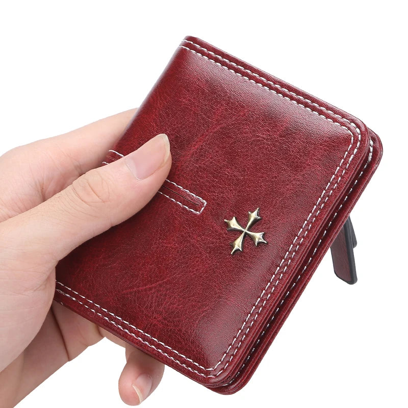 Black PU leather wallet by My Store with multiple card slots and a sleek, minimalist design.