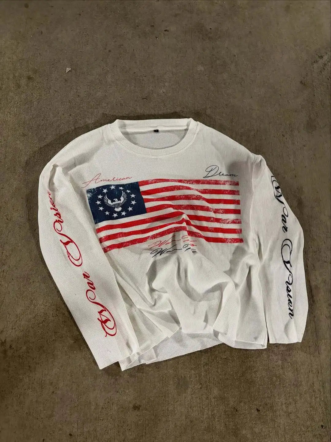 USA long sleeve shirt by NOIZSY, featuring a comfortable fit and casual style, shown in a front view.