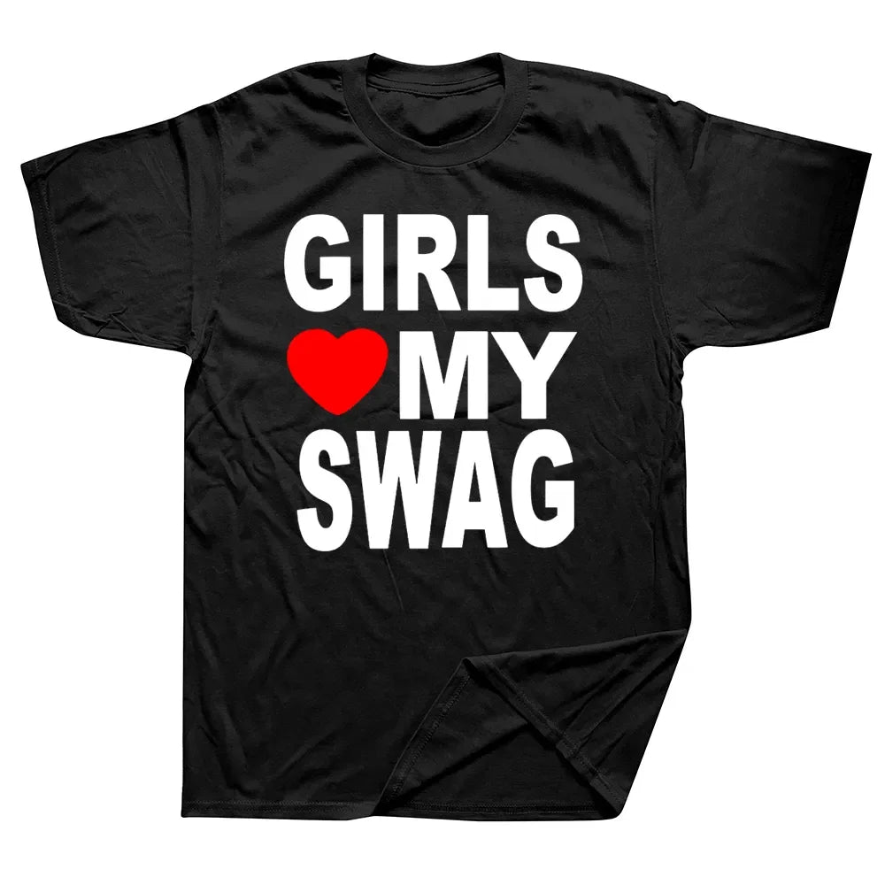 Girls Love My Swag T-shirt by My Store, featuring a stylish design and comfortable fit, shown in a vibrant front view.