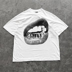 Black Big Lips T-Shirt by NOIZSY featuring a bold red lips graphic on the front, casual and stylish for everyday wear.