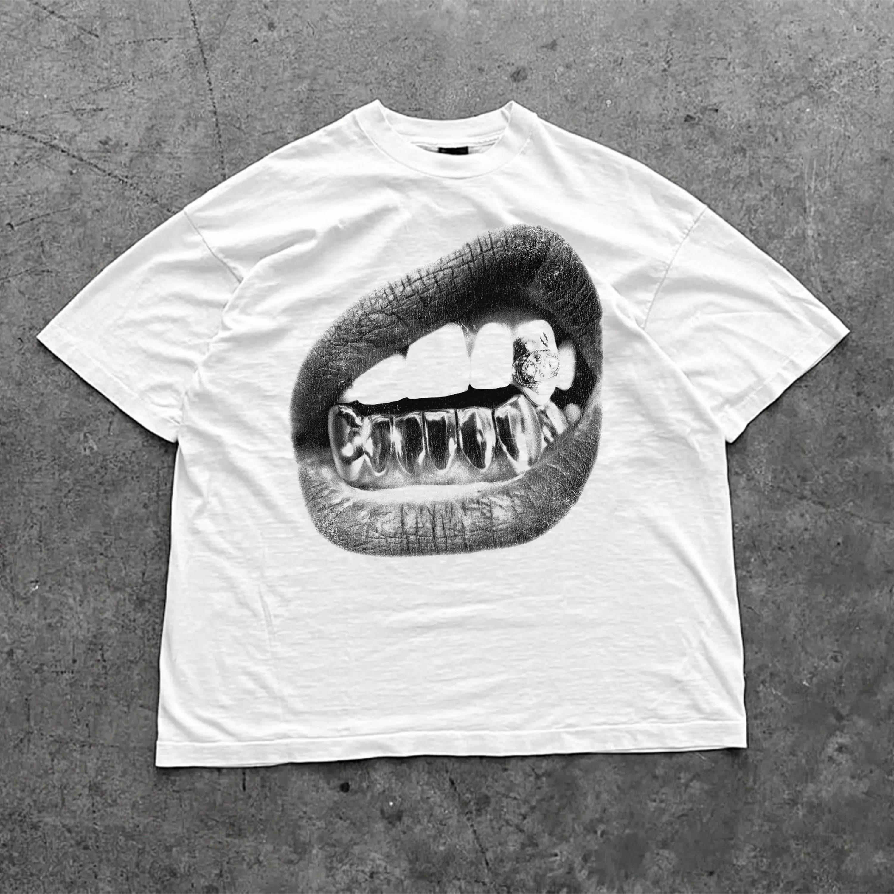 Black Big Lips T-Shirt by NOIZSY featuring a bold red lips graphic on the front, casual and stylish for everyday wear.