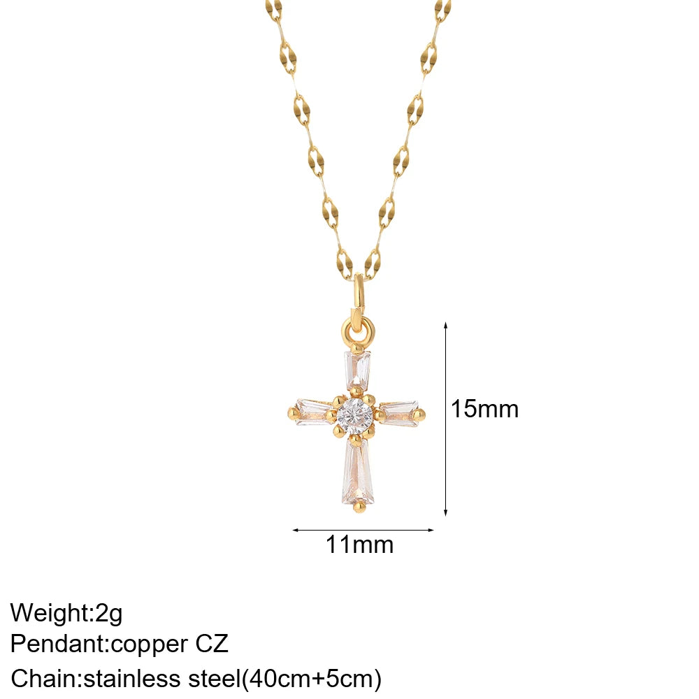 Elegant silver cross necklace from My Store featuring a sleek design and fine chain, perfect for everyday wear.