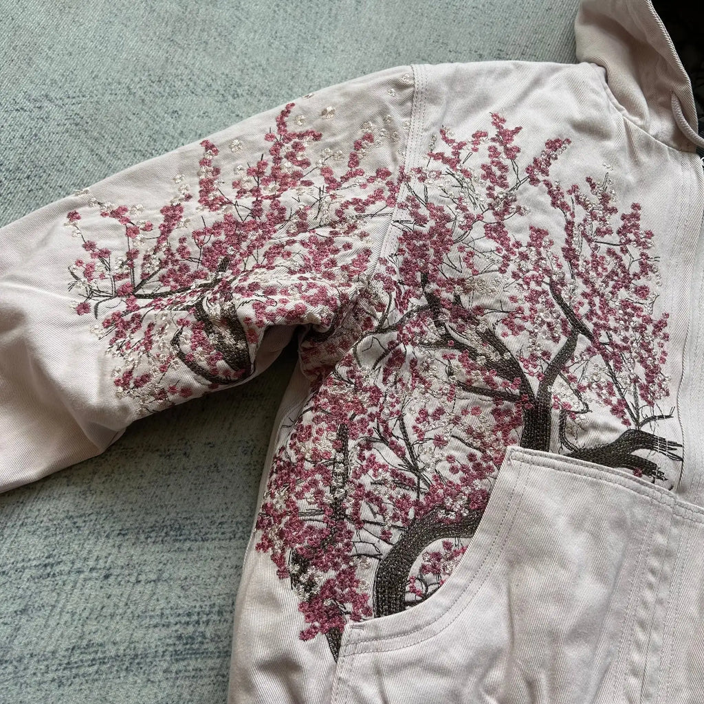 Cherry Blossom hoodie by My Store featuring a soft pink fabric with cherry blossom floral print and a comfortable hood.