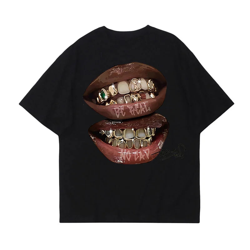 Black Grillz T-Shirt from My Store featuring a bold grillz graphic design on the front.