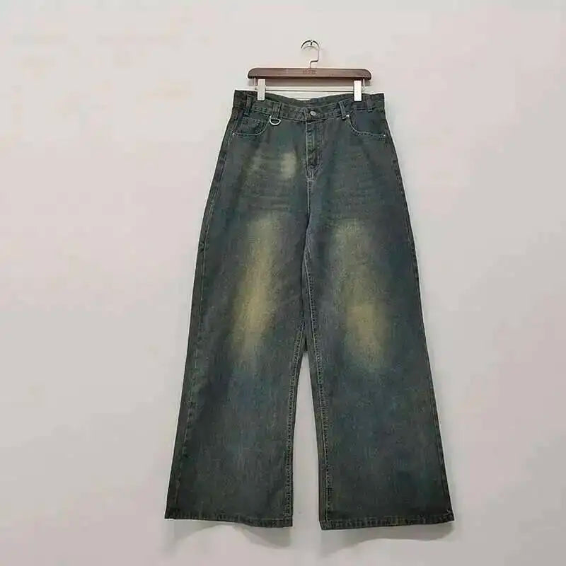 Casual denim pants by My Store featuring classic blue jeans, front pockets, and a relaxed fit for everyday wear.