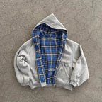 Gray double-sided hoodie from My Store featuring a comfortable fit and stylish design, shown front and back.