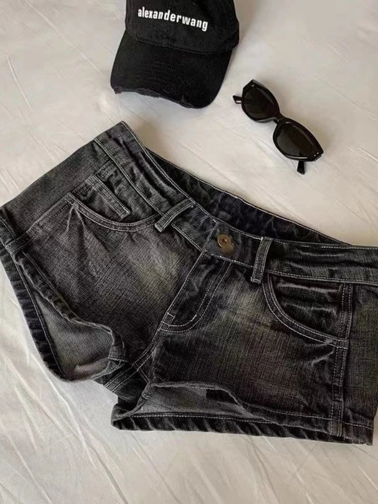 Vintage Black Denim Shorts