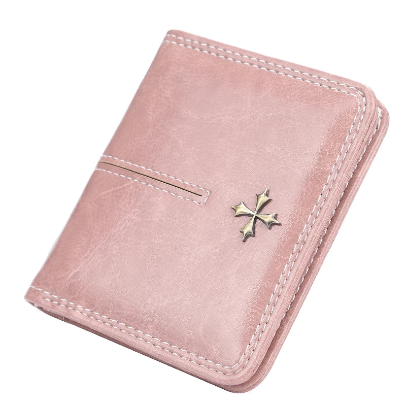 Black PU leather wallet with multiple card slots and a sleek design, perfect for everyday use.