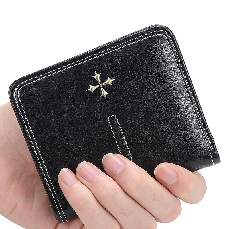 Black PU leather wallet from My Store with multiple card slots and a sleek, minimalist design.