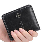Black PU leather wallet from My Store with multiple card slots and a sleek, minimalist design.