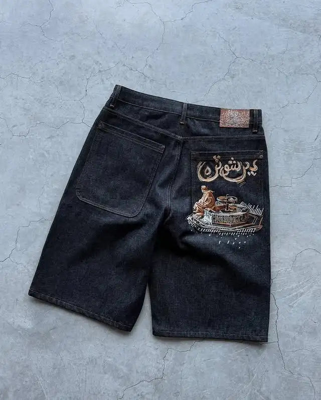 Vintage denim shorts from My Store, featuring distressed details and a classic five-pocket design, styled on a mannequin.