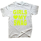 Girls love my swag T-shirt by My Store, featuring a stylish design and comfortable fit, perfect for casual wear.