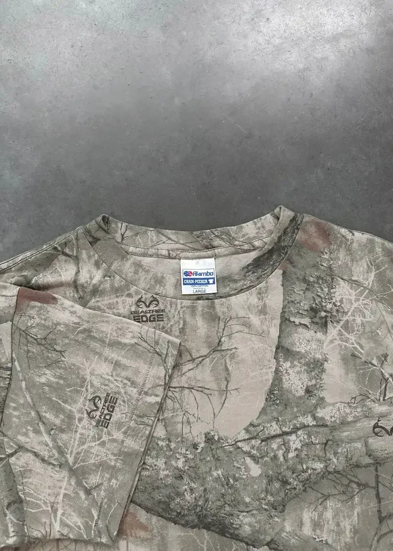 Camo T-shirt from My Store featuring a camouflage print, casual fit, and short sleeves, displayed on a plain background.
